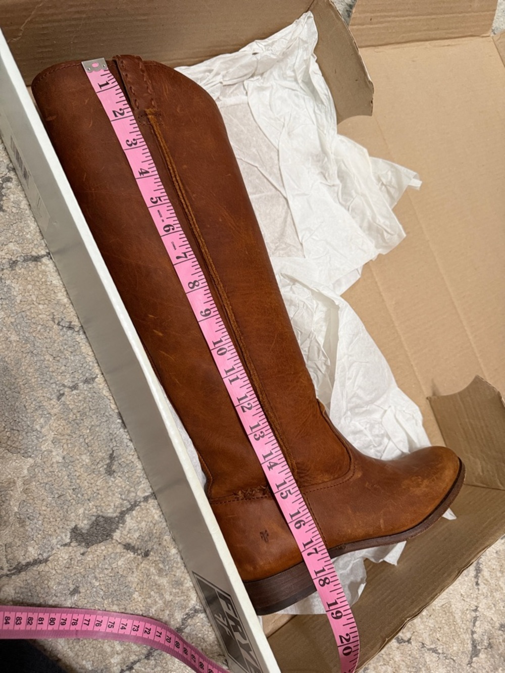 Tall Leather Riding Boots in Cognac Brown - Picture 3 of 13